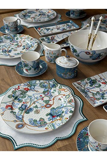 ROSSEV Azur 39 Piece Porcelain Breakfast Set for 6 People