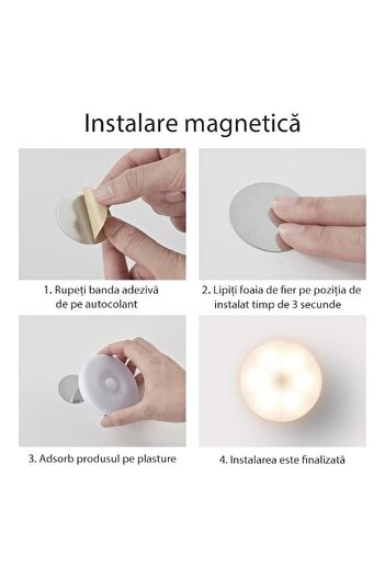 OEM LED Night Lamp with Motion Sensor, Warm or Cool Light, USB Charging, 0.6W, 300mAh, Round Design, Whi
