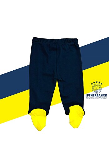 Fenerbahçe Original Licensed Navy Blue Baby Tracksuit Bottoms with Booties