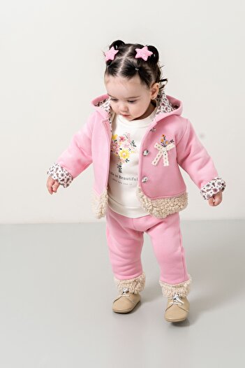JNF kids Baby Girl & Child Hooded Jacket Pants 3-Piece Set