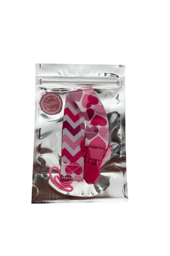 OEM Fabric pacifier chain, with food-grade plastic clips, BPA-free, purple
