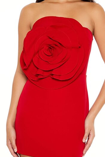 Forever 21 Gül Detaylı Mini Elbise