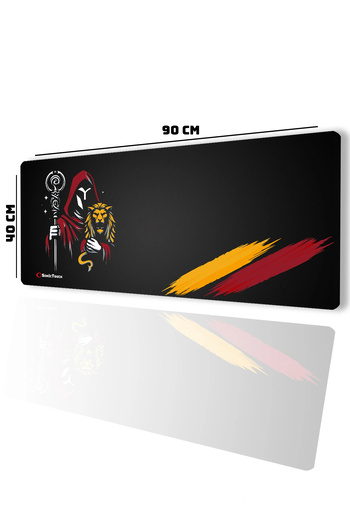 SonicTouch Lion Guardian Yellow Red Seamless Smooth Liquid-Proof XXL Gamer Keyboard Mousepad 40X90Cm