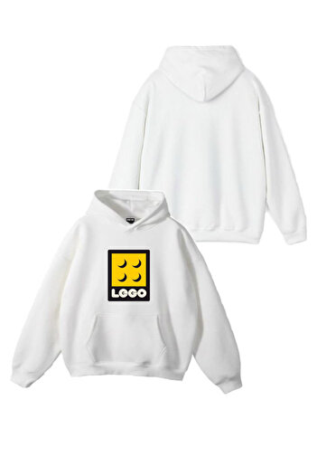 Sebesta Fashion New Season Lego Printed 3 Yarn Cotton Hooded Sweatshirt