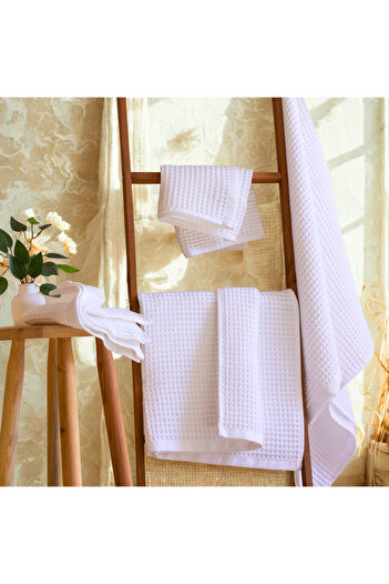 Püskül Tekstil Luxury 4-Piece Waffle Weave Towel Set (2 Bath + 2 Hand), 100% Cotton Quality Quick-Drying Towels
