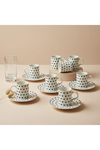 Güral Porselen Camelia 12 Piece Coffee Cup Set for 6 People 6656