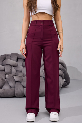BİKELİFE Women's High Waist Lycra Wide Leg Striped Comfortable Cut Trousers