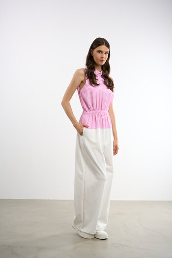 HANIQA Shirt Detailed Design Jumpsuit