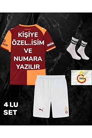 Genel Markalar KİŞİYE ÖZEL İSİMLİ G^âlâtâ.sârây.2025/2026 Yeni Sezon Sarı Kırmızı Parçalı Çocuk Forması 4l'ü Set