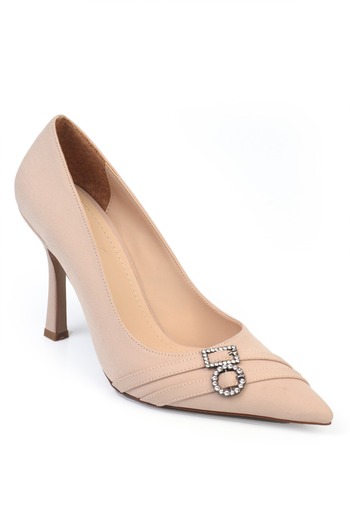 Capone Outfitters Karyl High Heels with Stone Buckle Satin Stylish Stiletto