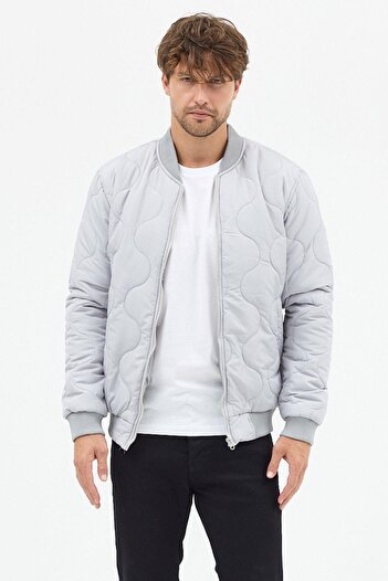 Polo State Men's Quilted Lined Coat Jacket Gray