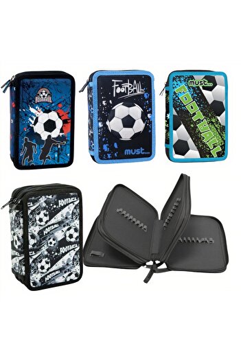 JML School Pencil Case, 20x12cm with 3 Zippers, Unequipped, Various Models