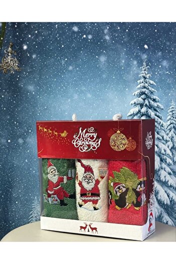 OEM Set of 3 towels in a box, 100% cotton, size 30x50cm Christmas model 01