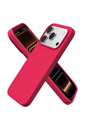Generic Soft Silicone Phone Case Camellia Red for 17 Pro with Free Screen Protector