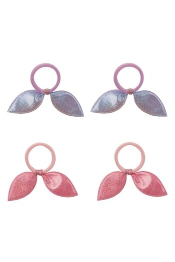 ANTBRO Set 4 Hair Elastics for Kids Antbro® Pink and Lilac with Glitter and Ribbon