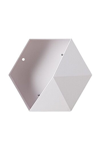PadForce Hexagonal Wall Shelf, Decorative Storage for Plants, Clocks, 26.5×23×6.5 cm - White