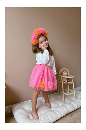 LC Waikiki Fuchsia Pompom Detailed Girls' Skirt - Hilda