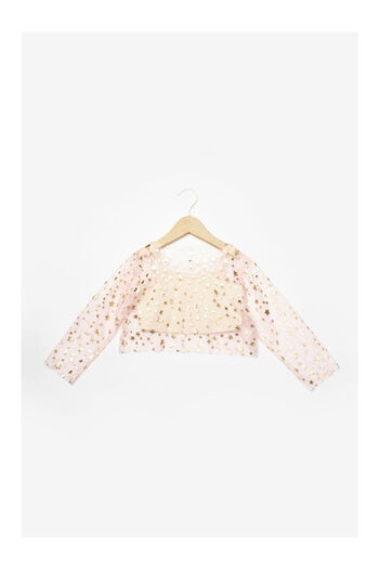 LC Waikiki Powder Long Sleeve Starry Girl's Tulle Crop