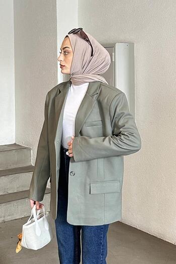 lamelif Kapak Cep Blazer Jacket Khaki