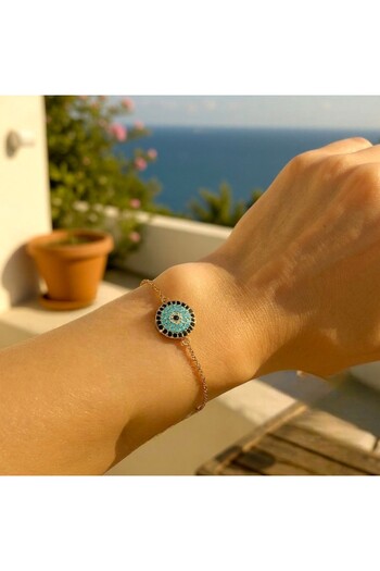 POKAK 316L Stainless Steel Evil Eye Beaded Bracelet