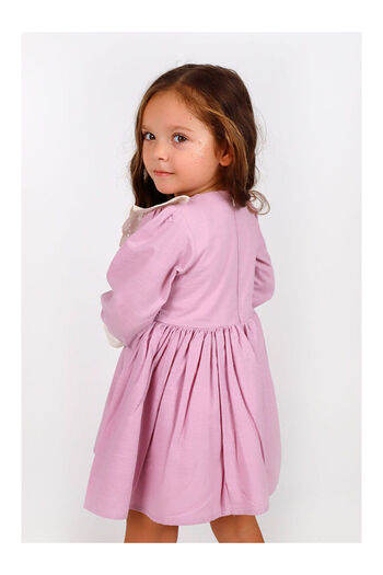 LC Waikiki Lilac Scallop Collar Linen Girls' Dress - Trinetta