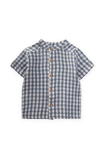 LC Waikiki Pöti Square Patterned Shirt 1-8 Years Indigo Blue