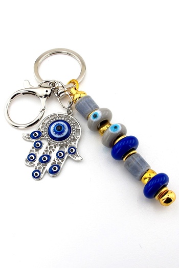Solfera Fatma Ana Eli Murano Glass Nazar Bead Bag Ornament Khamsa Keychain Ky074