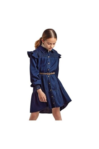 MAYORAL Denim Dress with Long Sleeves, 14 Years, 160 cm