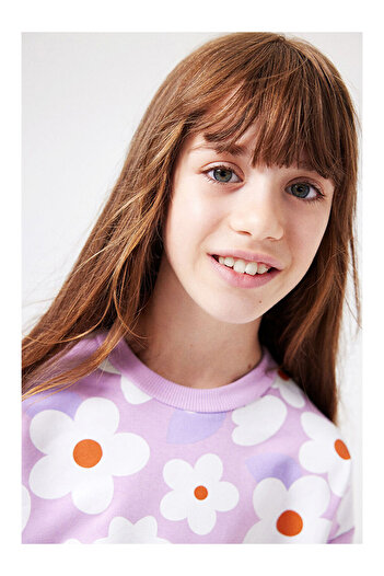 LC Waikiki Lilac Floral Patterned Girls' Tracksuit - Gemma