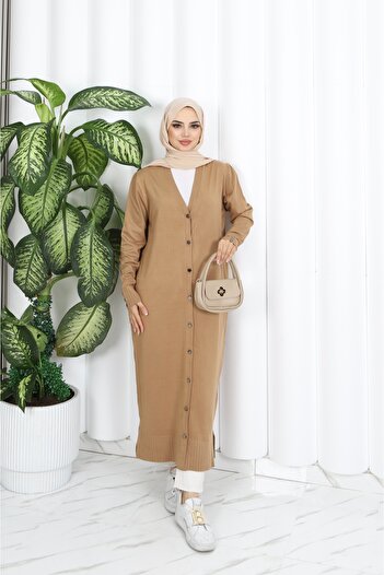 NİSUM MODA Long Mercerized Cardigan