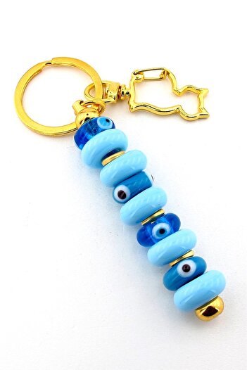Solfera Genuine Murano Glass Evil Eye Beaded Bag Ornament Cat Charm Keychain Ky054