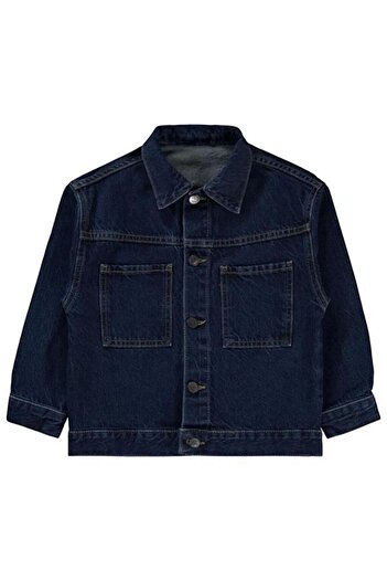LC Waikiki Boy's Oversize Dark Blue Jean Jacket – 2 Pockets |   4-14 Years Old
