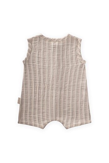 LC Waikiki Striped Muslin Jumpsuit 0-3 Years Old Beige Striped