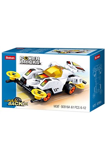 Sluban Power Bricks Pull Back White Sports Car Pull Drop