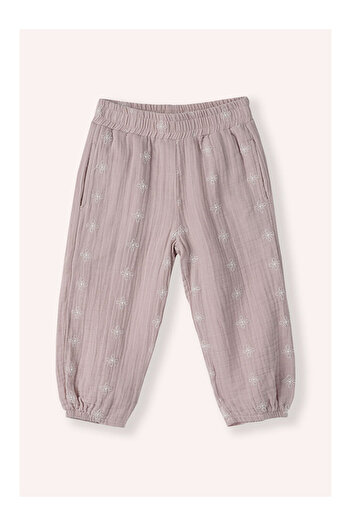 LC Waikiki Girl's Printed Muslin Pants Beige