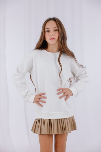 EYLÜL ELİF BUTİK Leather Detailed Sports Girl Dress