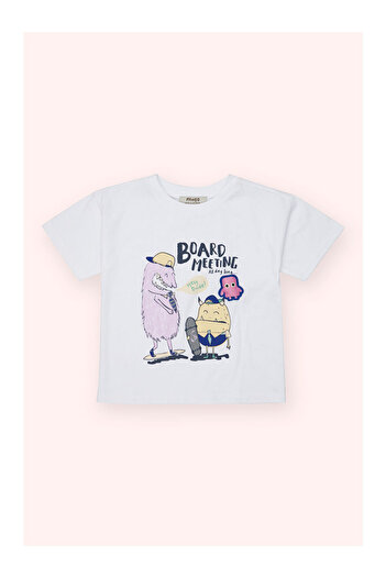 LC Waikiki Boy's Printed Short Sleeve T-Shirt White
