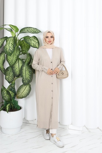 NİSUM MODA Long Mercerized Cardigan