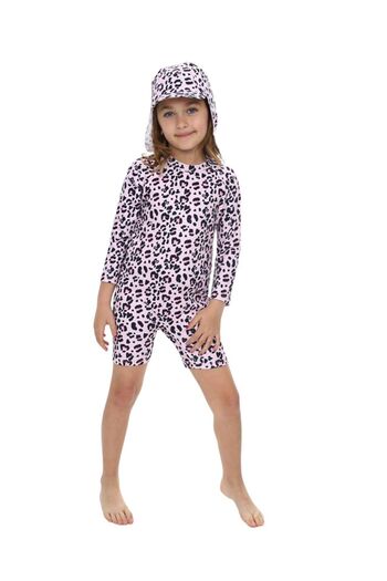 LC Waikiki Girls' Long Sleeve Swimsuit with Hat and Zipper