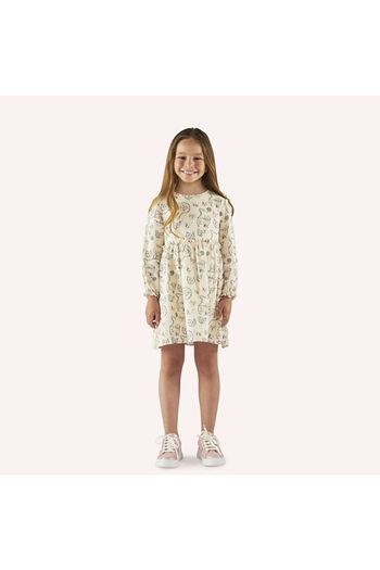 LC Waikiki Girl's Cat Patterned Muslin Dress