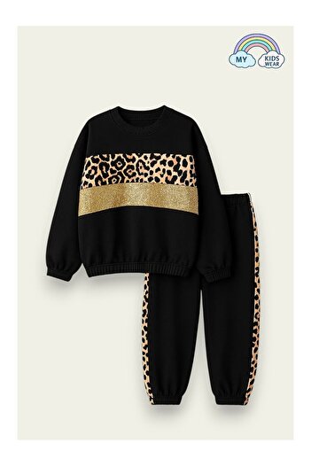 LC Waikiki Girl's Leopard Stripe Tracksuit 3-14 Years 12059