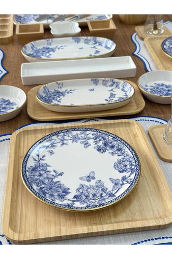 MD MİMOZA DEKOR Breakfast Set 62 Pieces for 6 People Square Bamboo&Spring Time
