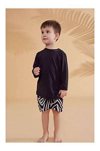 LC Waikiki Black Striped Boy Shorts B2361
