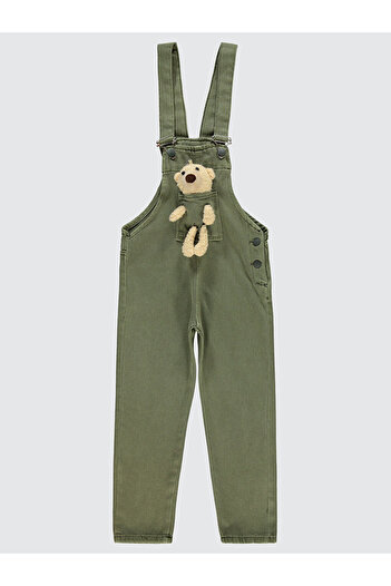LC Waikiki Girls' Salopet (Overalls) 10-13 Years Old Khaki