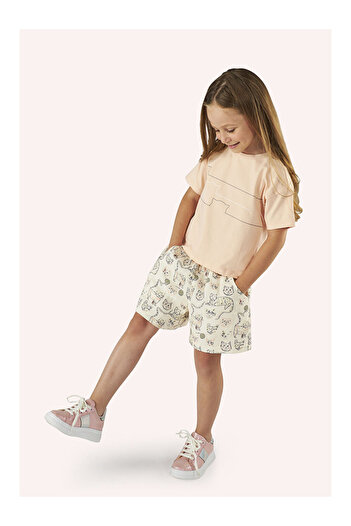 LC Waikiki Girls' Print Detailed Short Sleeve T-Shirt