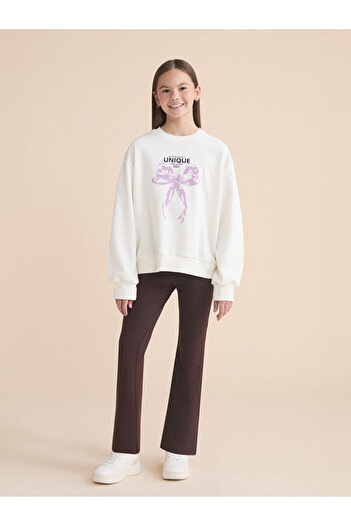 LC Waikiki Crew Neck Printed Girl's Sweatshirt