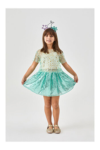 LC Waikiki Mint Sequin Skirt for Girls - Gracie
