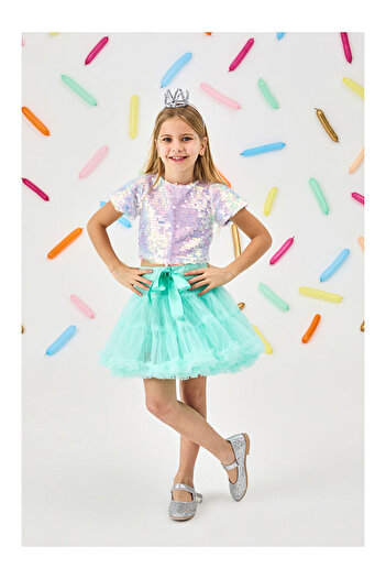 LC Waikiki Sequin Girl's Crop Top