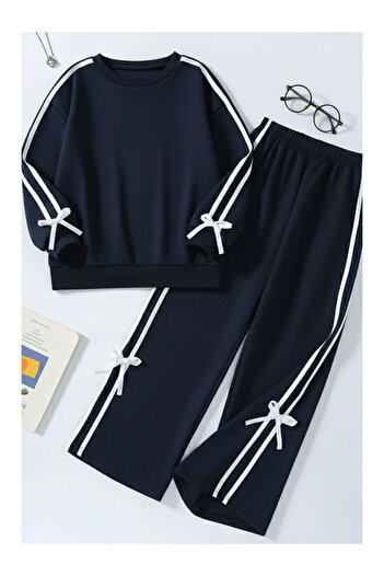 LC Waikiki Girl's Double Stripe Ribbon Tracksuit 4-16 Years 12146