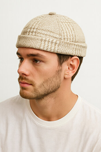 ZERAMİNE Wool Textured Unisex Fisherman Hat – Vintage Docker Model - Lined - Velcro Fastener